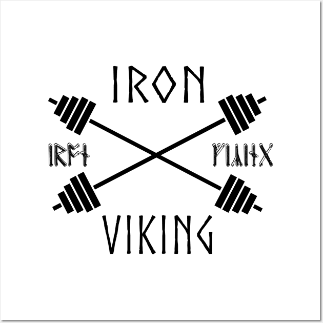 Iron Viking Barbell Black Wall Art by MMArt